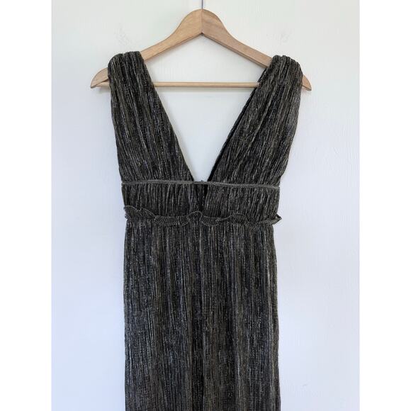 LULU'S Spotlight on You gold black long high slit sleeveless sexy maxi dress - Picture 4 of 11